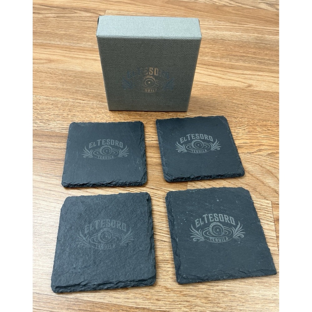 El Tesoro Tequila Set of 4 Stone Coasters NEW in Box